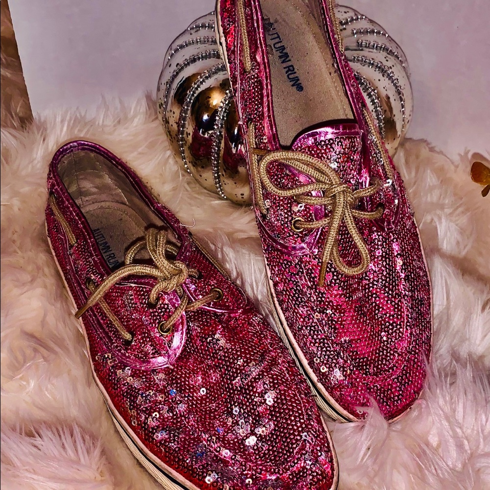 Shoes with Pink Sequence Lace ups